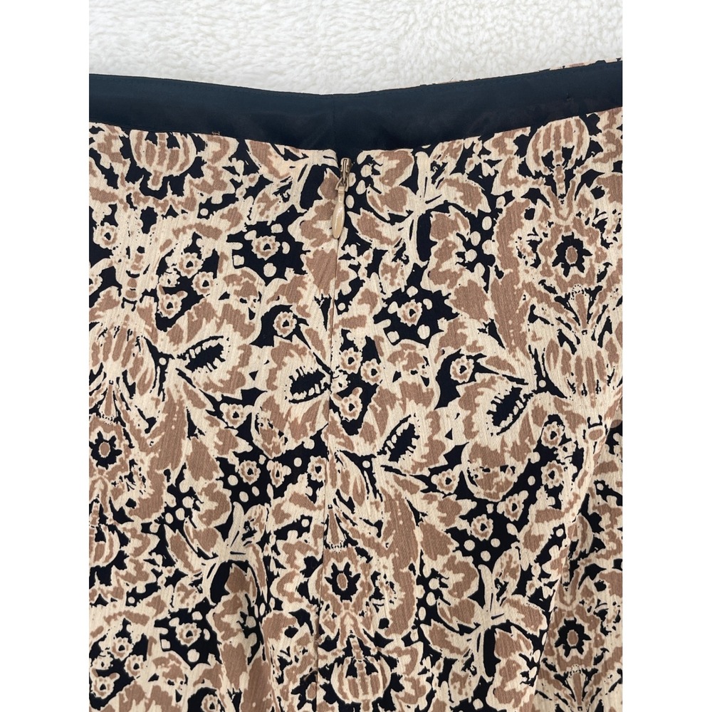 VTG Harolds Skirt Tan Black Damask Cotton Silk Ruffle Tiered Midi  Sz 10 Classic - Picture 5 of 9